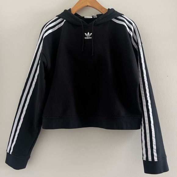 adidas Jackets & Blazers - Adidas Triple Stripe Cropped Hoodie Sz XS